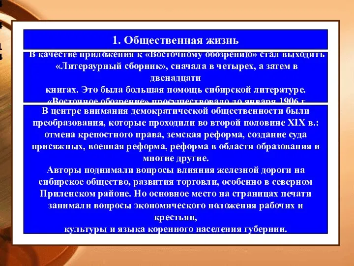 4.4.14 1. Общественная жизнь В качестве приложения к «Восточному обозрению» стал