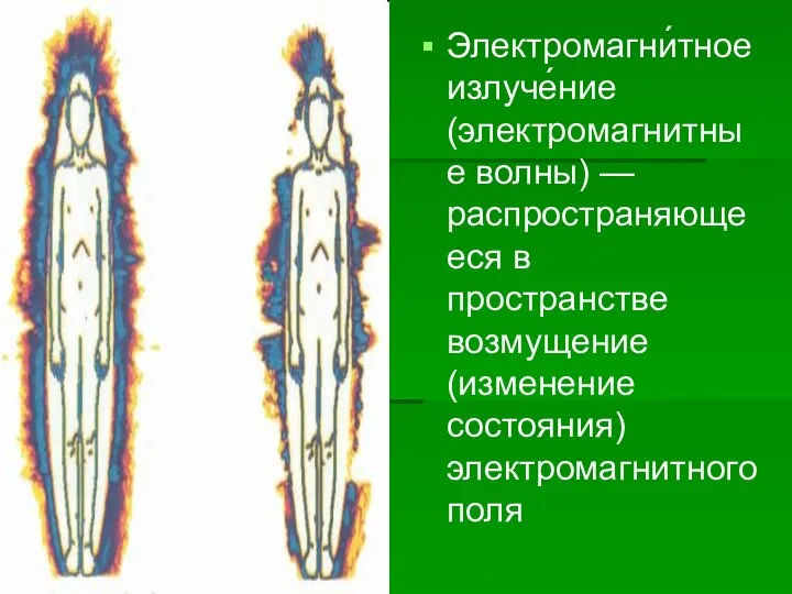 Электромагни́тное излуче́ние (электромагнитные волны) — распространяющееся в пространстве возмущение (изменение состояния) электромагнитного поля