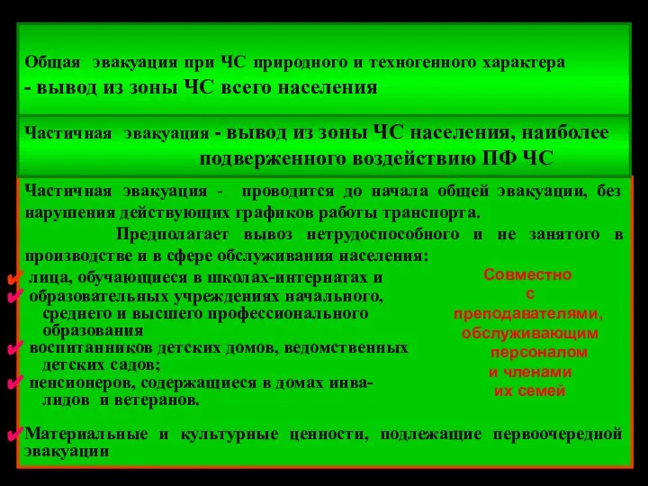 Общая эвакуация при ЧС природного и техногенного характера - вывод из