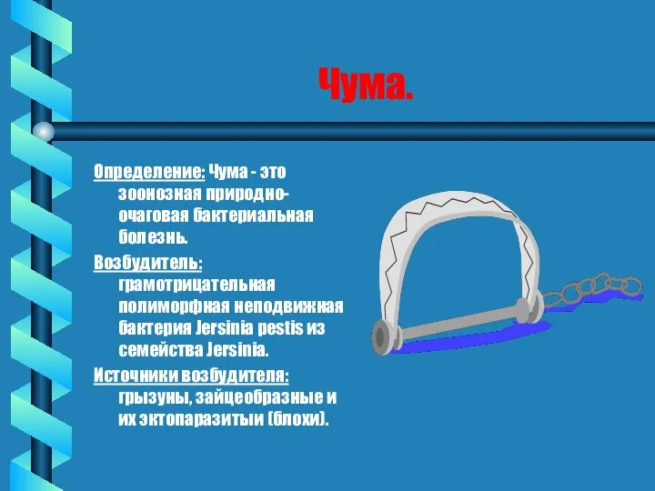 Чума. Определение: Чума - это зоонозная природно-очаговая бактериальная болезнь. Возбудитель: грамотрицательная