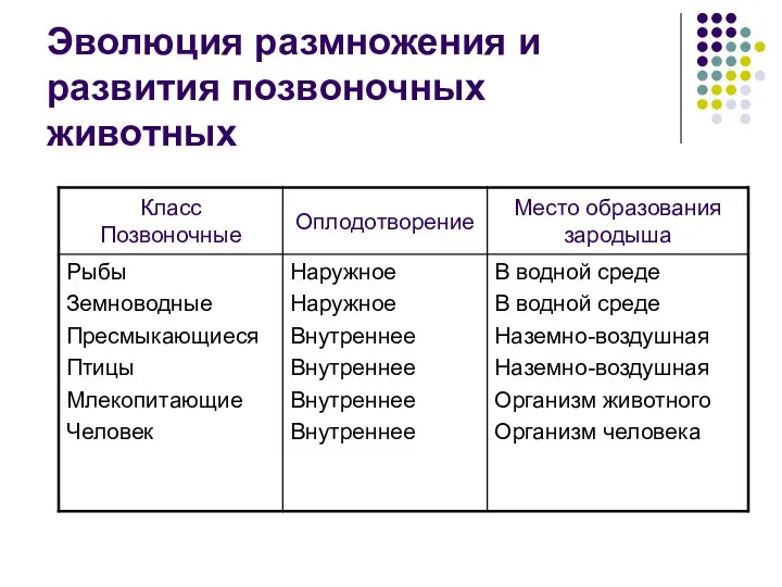 Эволюция размножения и развития позвоночных животных