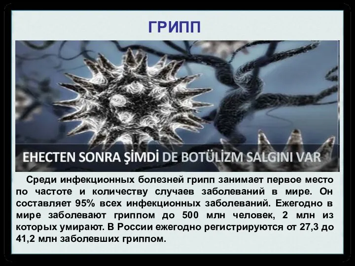 Среди инфекционных болезней грипп занимает первое место по частоте и количеству