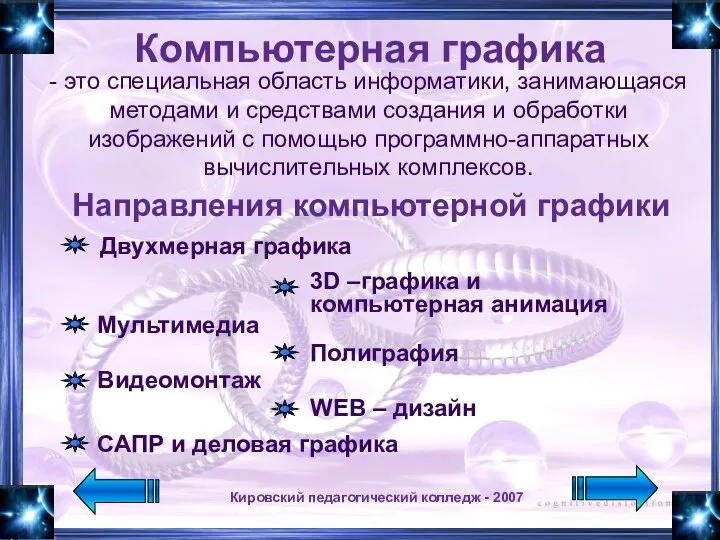 Кировский педагогический колледж - 2007 - это специальная область информатики, занимающаяся