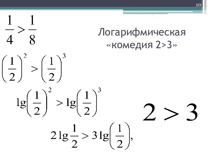 Логарифмическая «комедия 2>3» *