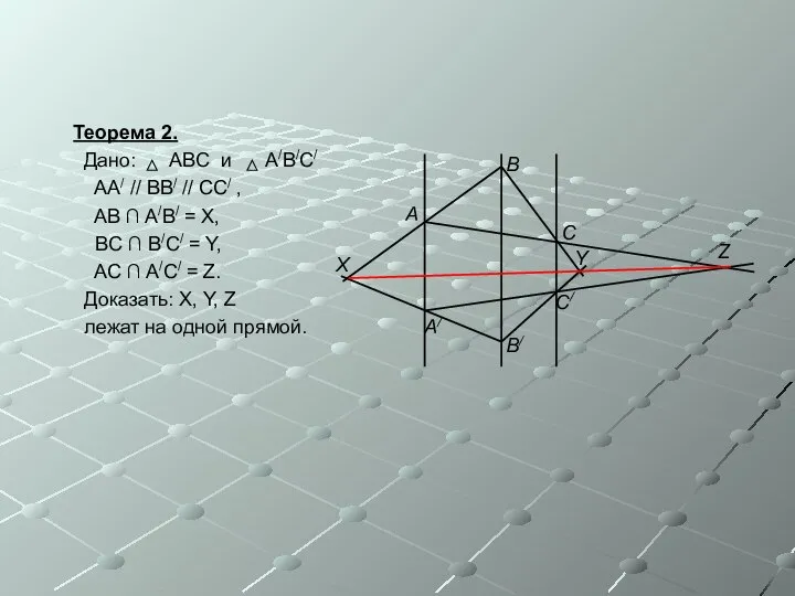 Теорема 2. Дано: ABC и A/B/C/ AA/ // BB/ // CC/