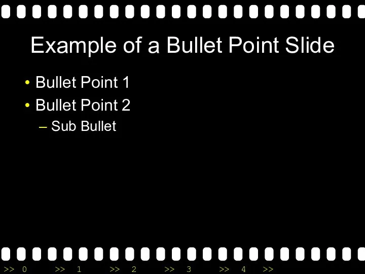 Example of a Bullet Point Slide Bullet Point 1 Bullet Point 2 Sub Bullet