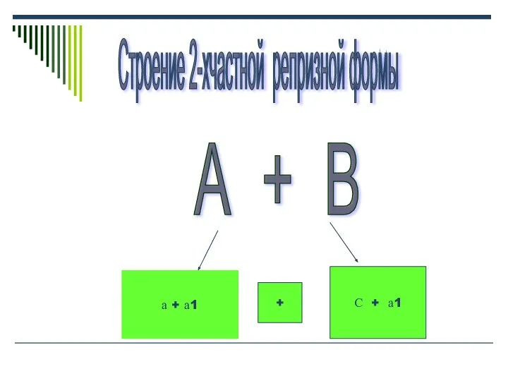 Строение 2-хчастной репризной формы А + В а + а1 С + а1 +