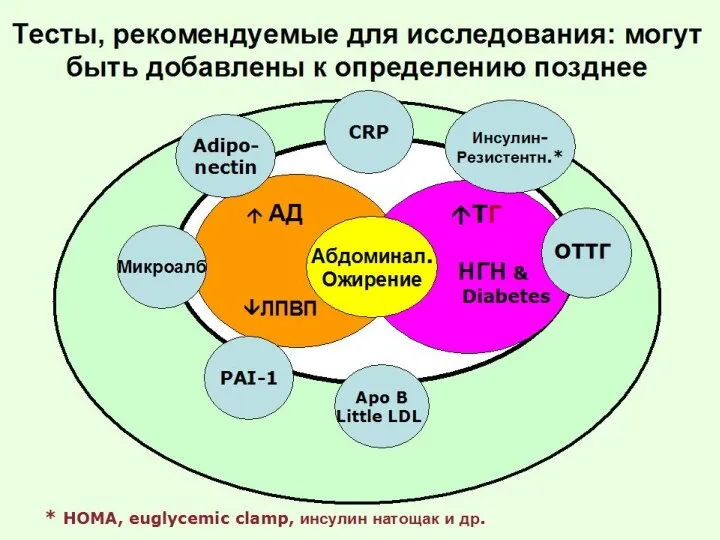 ?TГ НГН & Diabetes Абдоминал. Ожирение ? АД ?ЛПВП Apo B