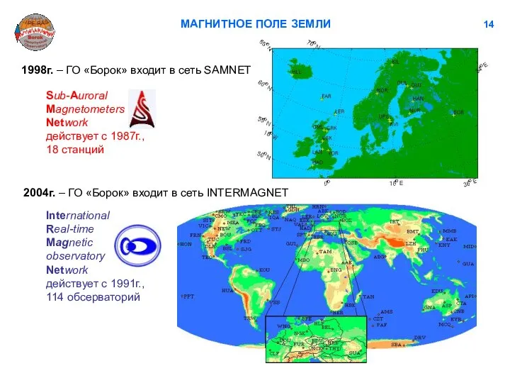 МАГНИТНОЕ ПОЛЕ ЗЕМЛИ 14 1998г. – ГО «Борок» входит в сеть