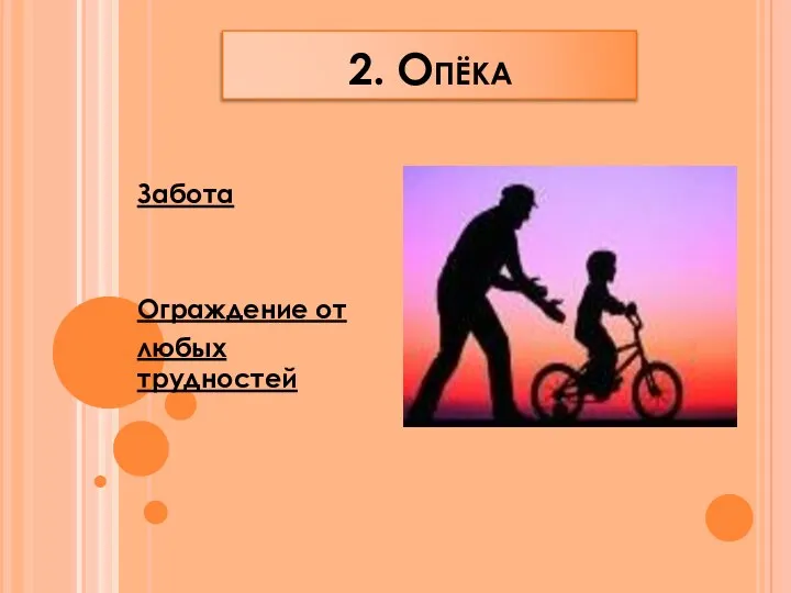 2. Опёка Забота Ограждение от любых трудностей