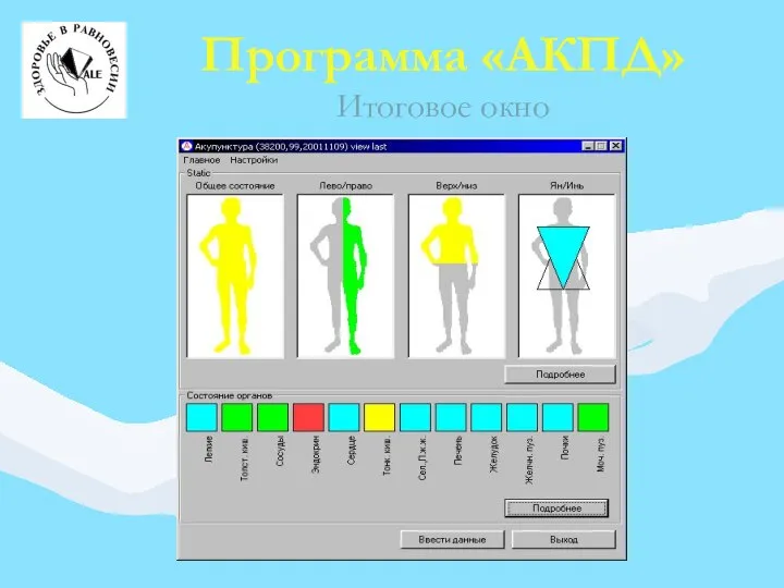 Программа «АКПД» Итоговое окно