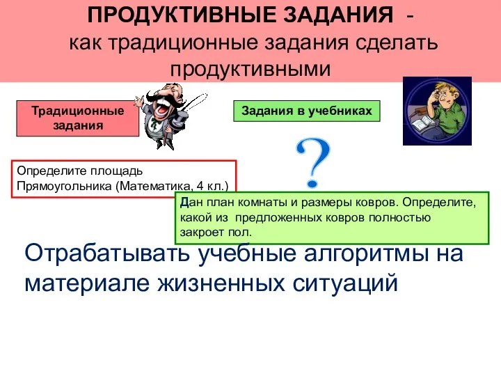 ПРОДУКТИВНЫЕ ЗАДАНИЯ - как традиционные задания сделать продуктивными Традиционные задания Задания