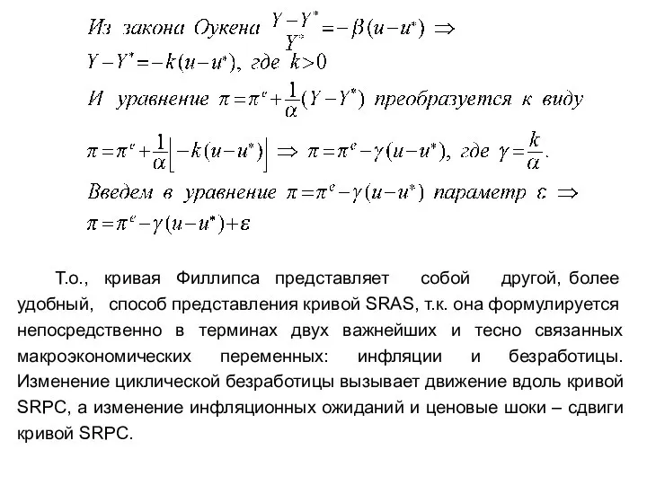 Т.о., кривая Филлипса представляет собой другой, более удобный, способ представления кривой