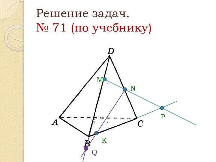 Решение задач. № 71 (по учебнику) M N K P Q