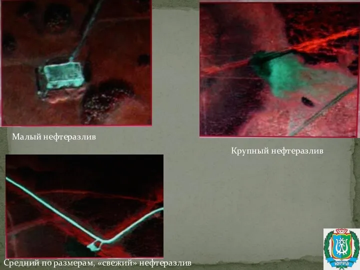 Малый нефтеразлив Средний по размерам, «свежий» нефтеразлив Крупный нефтеразлив