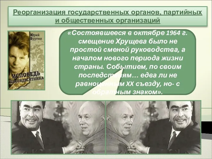 Реорганизация государственных органов, партийных и общественных организаций «Состоявшееся в октябре 1964