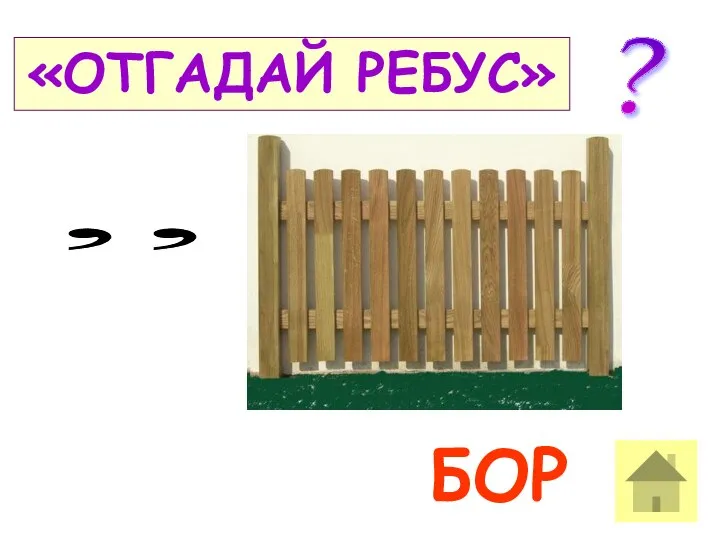 «ОТГАДАЙ РЕБУС» , , БОР ?