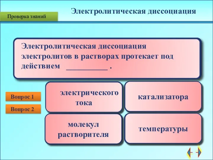 атомы ионы молекулы электроны Электролитическая диссоциация в растворах – это процесс