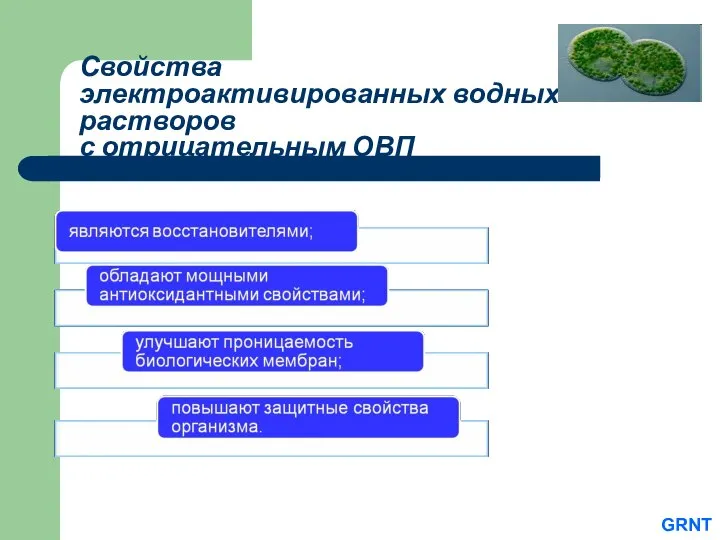 Свойства электроактивированных водных растворов с отрицательным ОВП GRNT