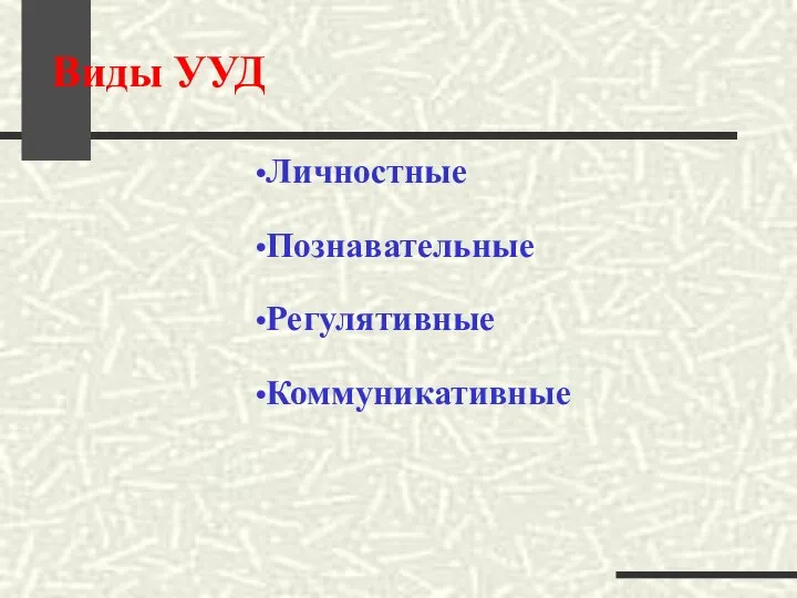 Виды УУД Личностные Познавательные Регулятивные Коммуникативные