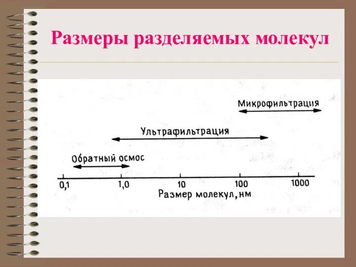 Размеры разделяемых молекул