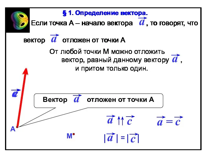 Если точка А – начало вектора , то говорят, что вектор