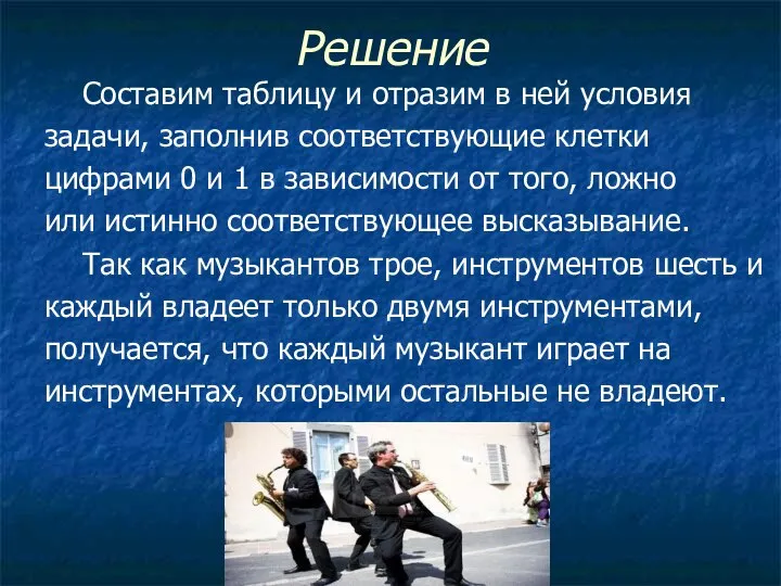 Решение Составим таблицу и отразим в ней условия задачи, заполнив соответствующие