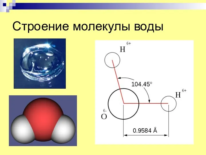 Строение молекулы воды