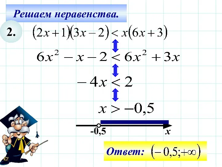 Решаем неравенства. 2. -0,5 х