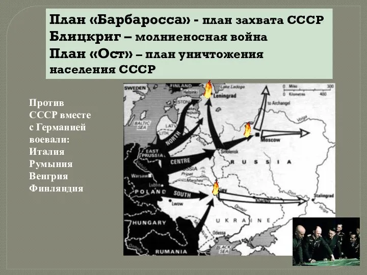 План «Барбаросса» - план захвата СССР Блицкриг – молниеносная война План