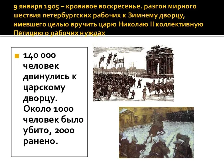 9 января 1905 – кровавое воскресенье. разгон мирного шествия петербургских рабочих