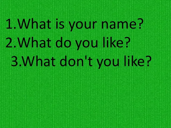 What is your name? What do you like? 3.What don't you like?