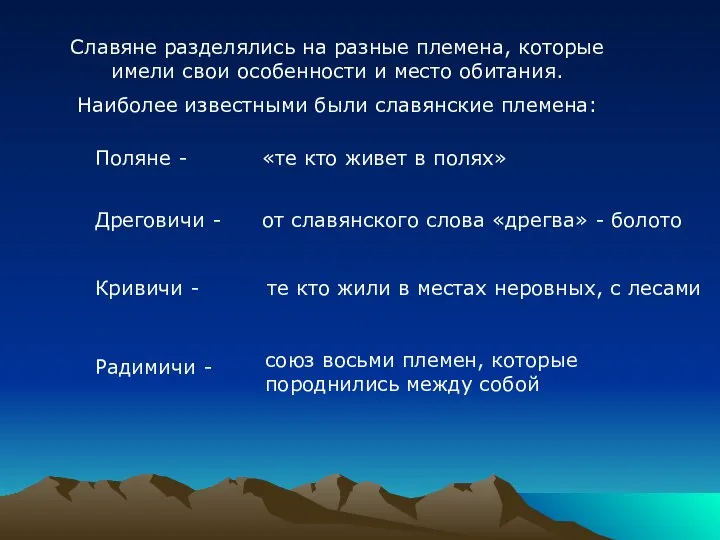 Славяне разделялись на разные племена, которые имели свои особенности и место