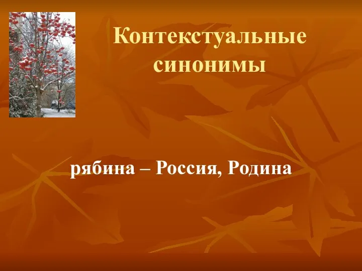 Контекстуальные синонимы рябина – Россия, Родина