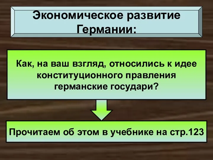 Экономическое развитие Германии: Как, на ваш взгляд, относились к идее конституционного