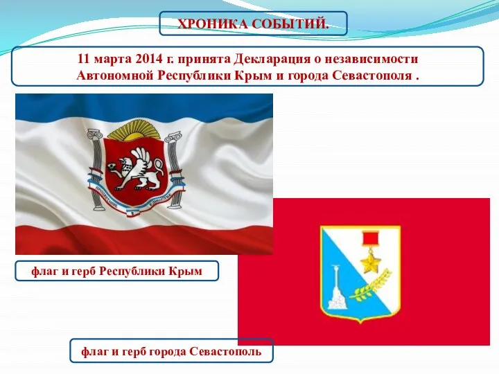 11 марта 2014 г. принята Декларация о независимости Автономной Республики Крым