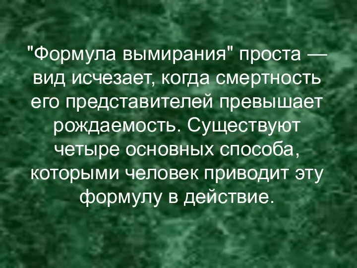 "Формула вымирания" проста — вид исчезает, когда смертность его представителей превышает