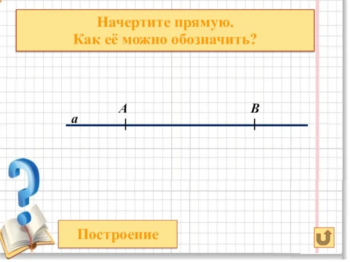 а В А Начертите прямую. Как её можно обозначить? Построение