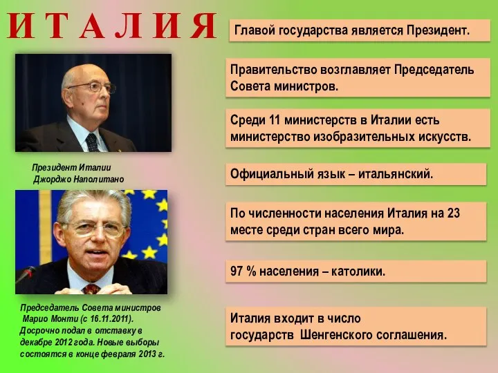 Главой государства является Президент. Правительство возглавляет Председатель Совета министров. 97 %