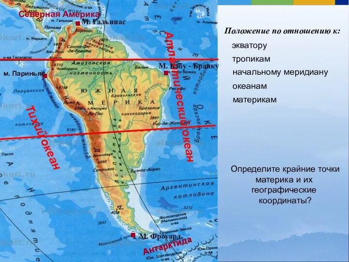 Тихий океан Атлантический океан Северная Америка Антарктида . . . .