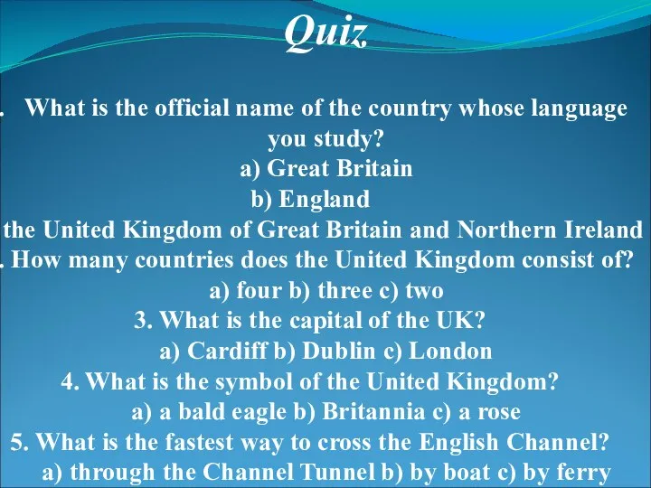 Quiz What is the official name of the country whose language