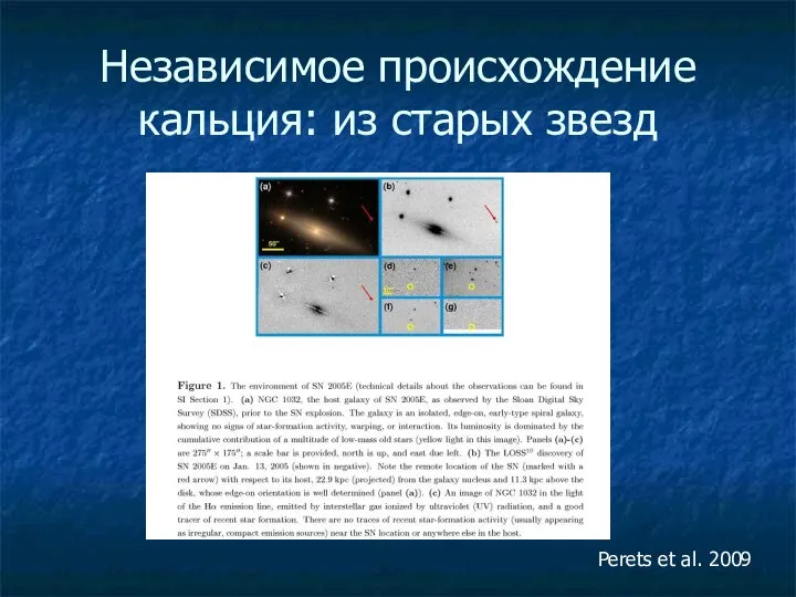 Независимое происхождение кальция: из старых звезд Perets et al. 2009