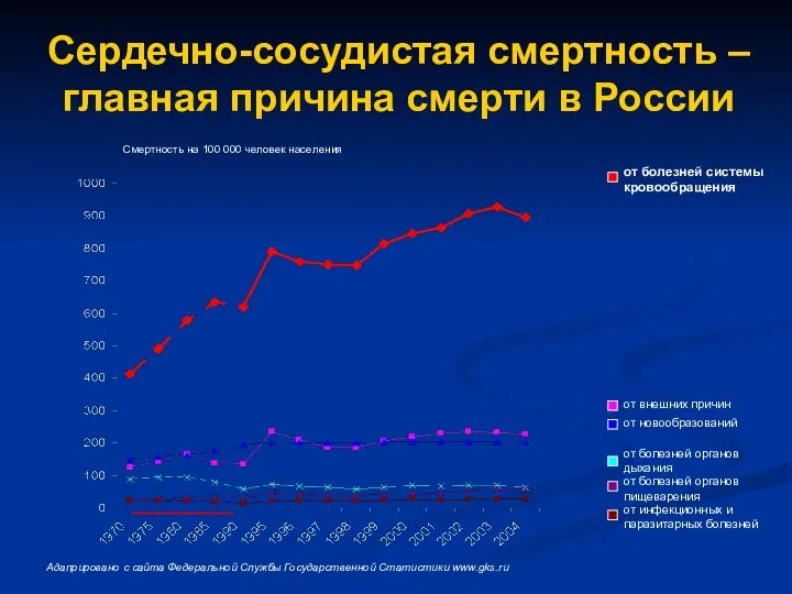 Сердечно-сосудистая смертность – главная причина смерти в России от болезней системы