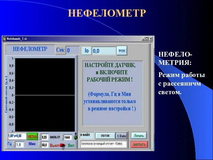 НЕФЕЛОМЕТР НЕФЕЛО-МЕТРИЯ: Режим работы с рассеяннчм светом.