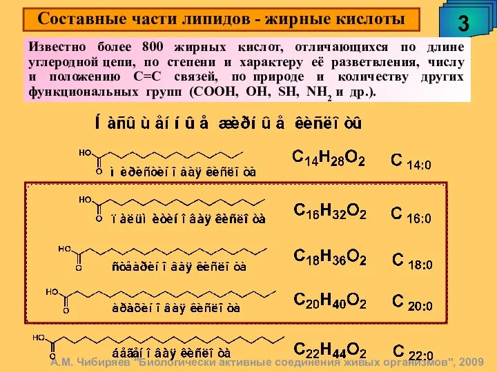 Составные части липидов - жирные кислоты А.М. Чибиряев "Биологически активные соединения