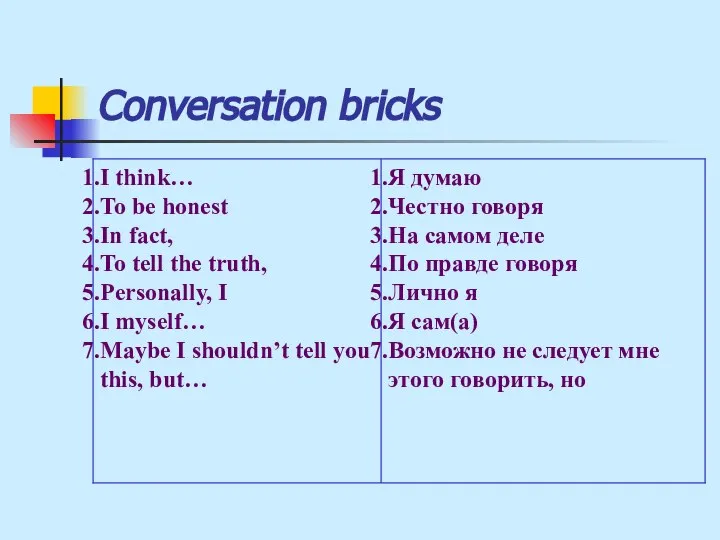 Conversation bricks