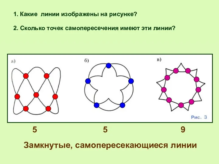 1. Какие линии изображены на рисунке? 2. Сколько точек самопересечения имеют