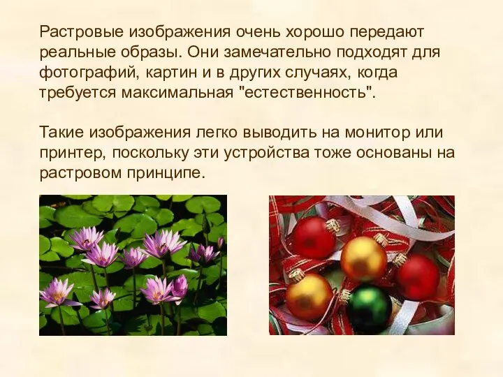 Растровые изображения очень хорошо передают реальные образы. Они замечательно подходят для