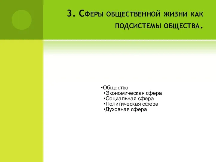 3. Сферы общественной жизни как подсистемы общества.