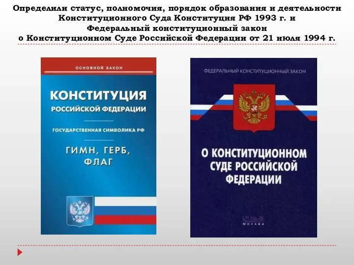 Определили статус, полномочия, порядок образования и деятельности Конституционного Суда Конституция РФ